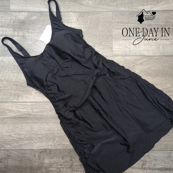 Eomenie Drawstring Swimdress One Piece Swimsuit Size M - Picture 2 of 7